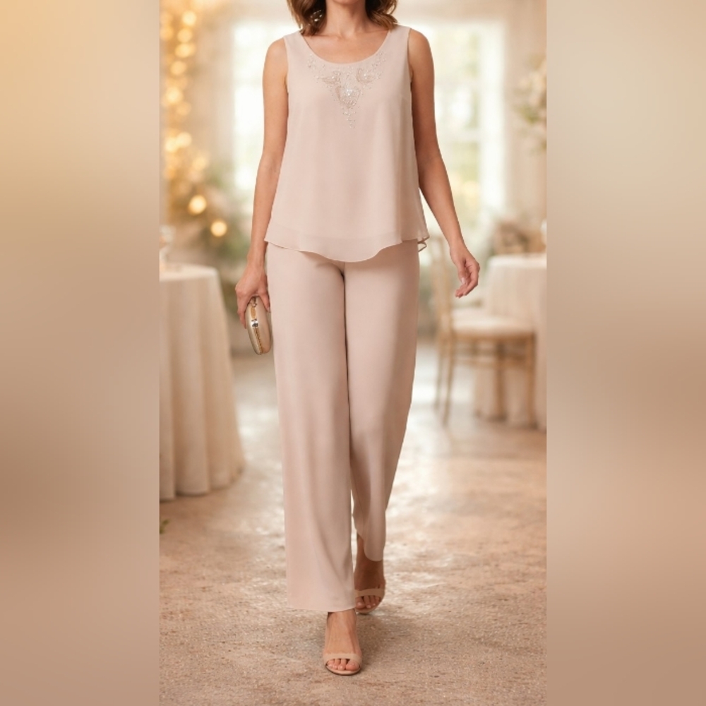 Coldwater Creek Blush Embellished Cropped Jumpsuit✨